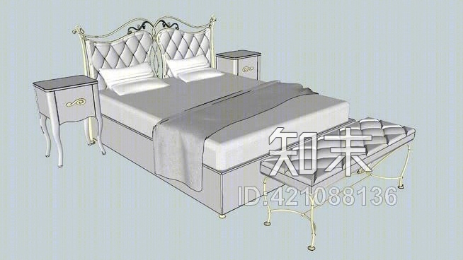 马塞拉的床。SU模型下载【ID:421088136】