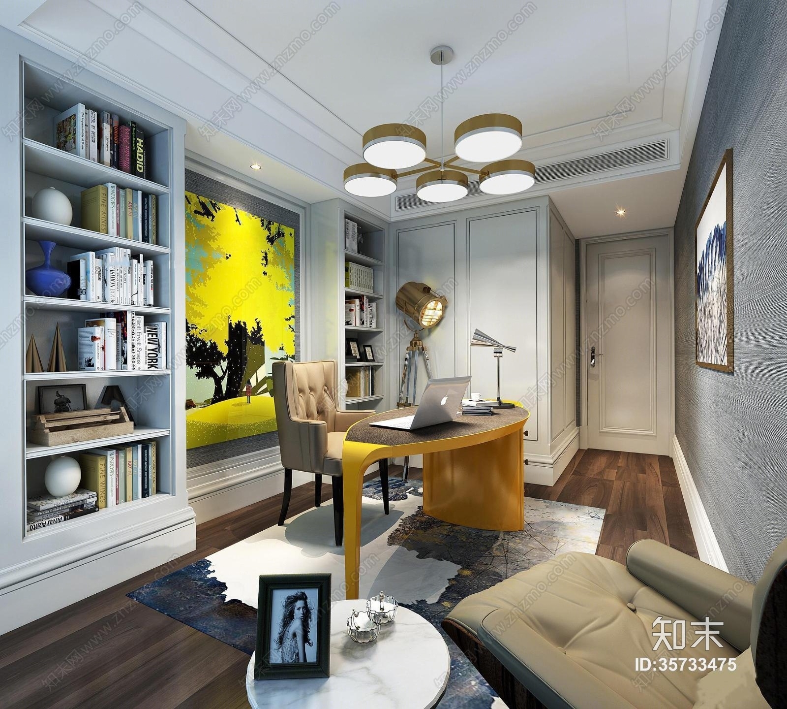 后现代书房3D模型下载【ID:35733475】