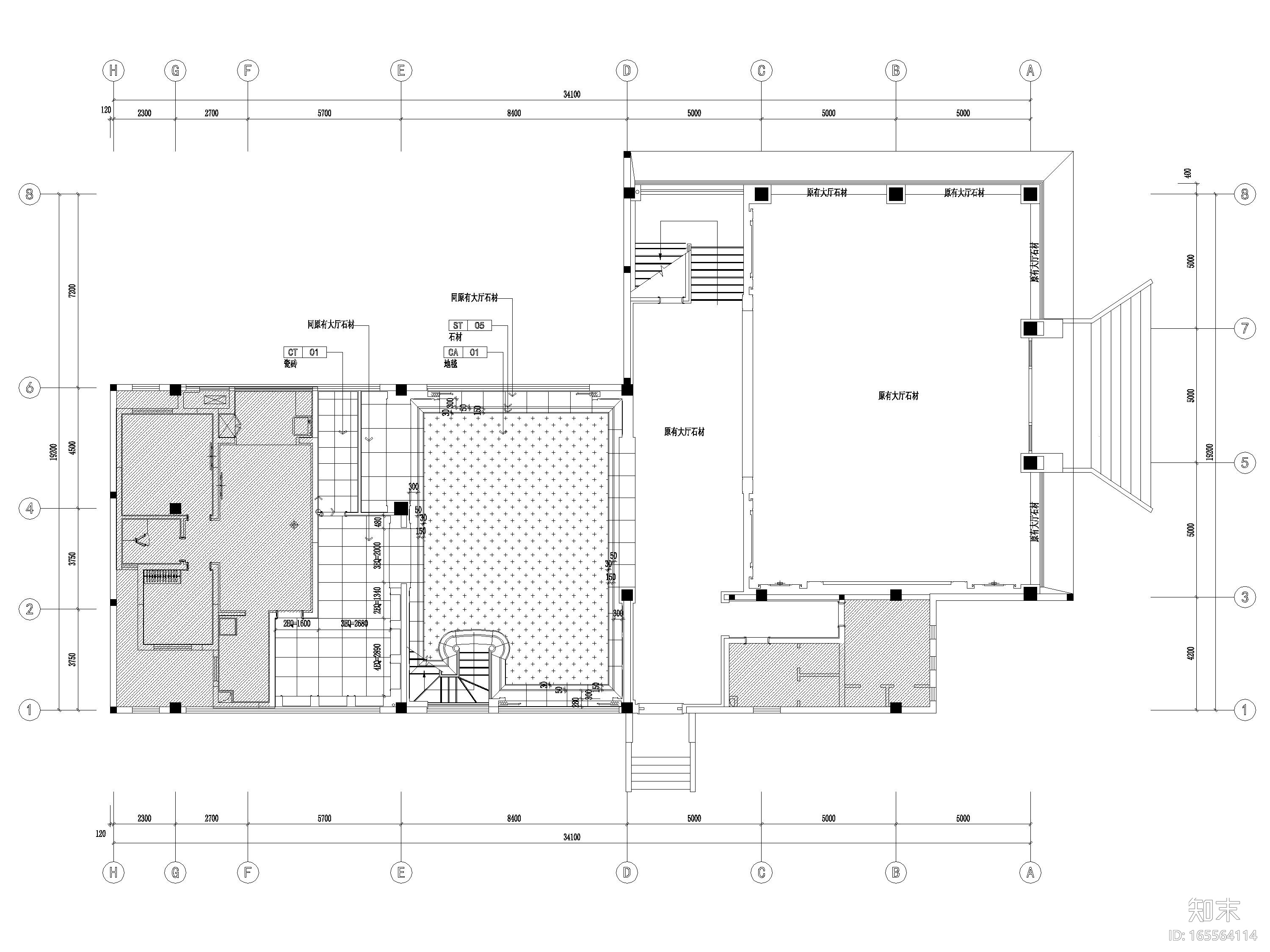 [江苏]883㎡现代二层售楼处装饰设计施工图cad施工图下载【ID:165564114】