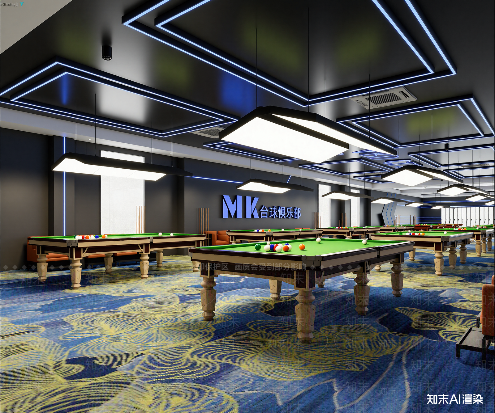 现代台球室3D模型下载【ID:1213897622】