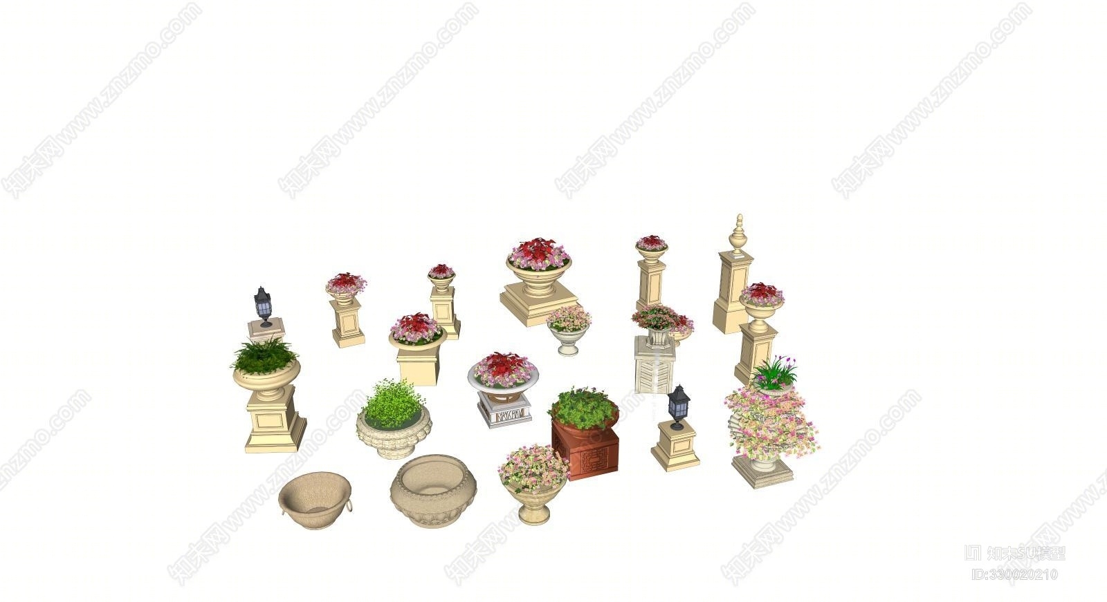 欧式花草SU模型草图