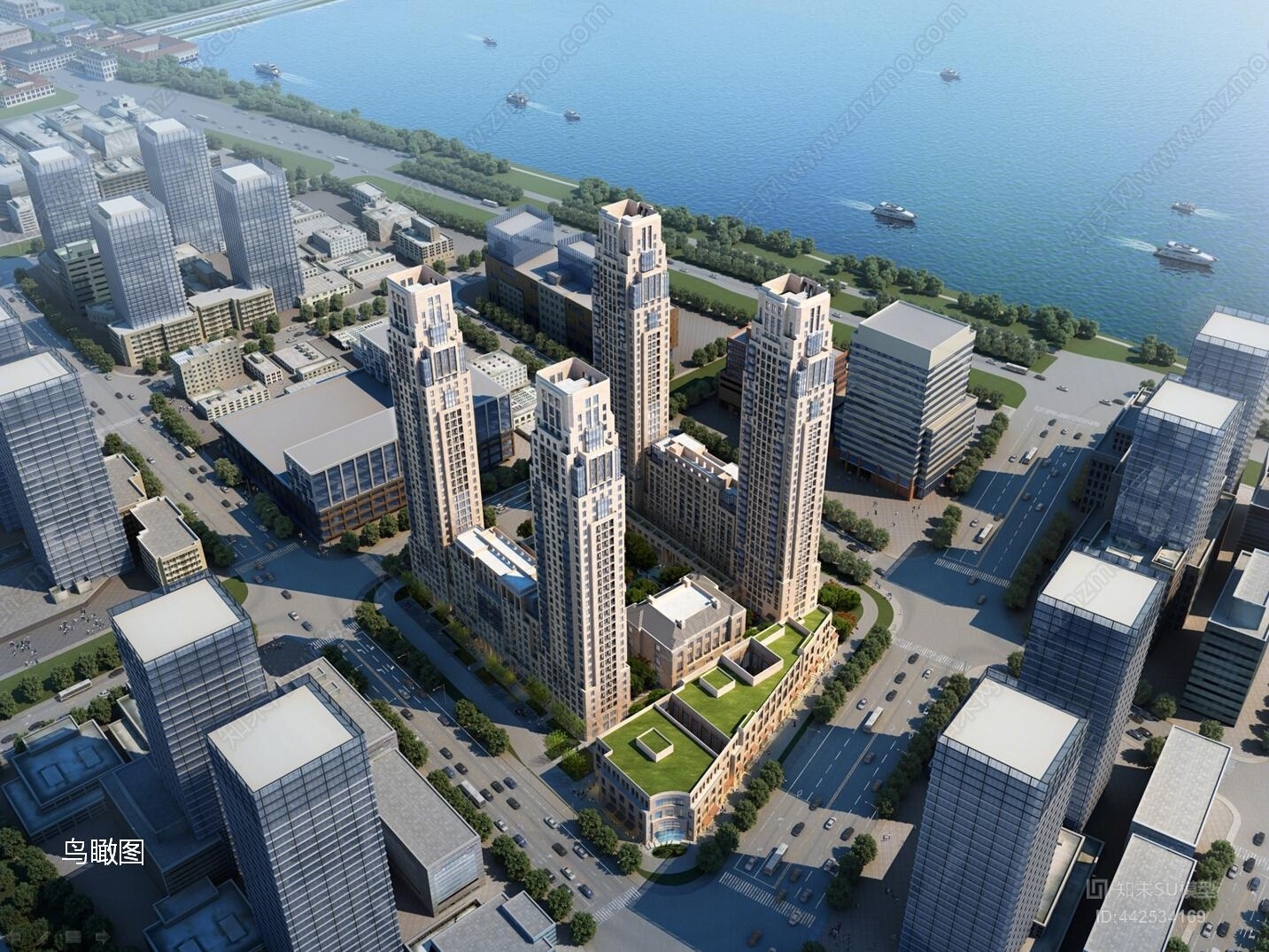 现代杭州万科建筑SU模型下载【ID:442534169】