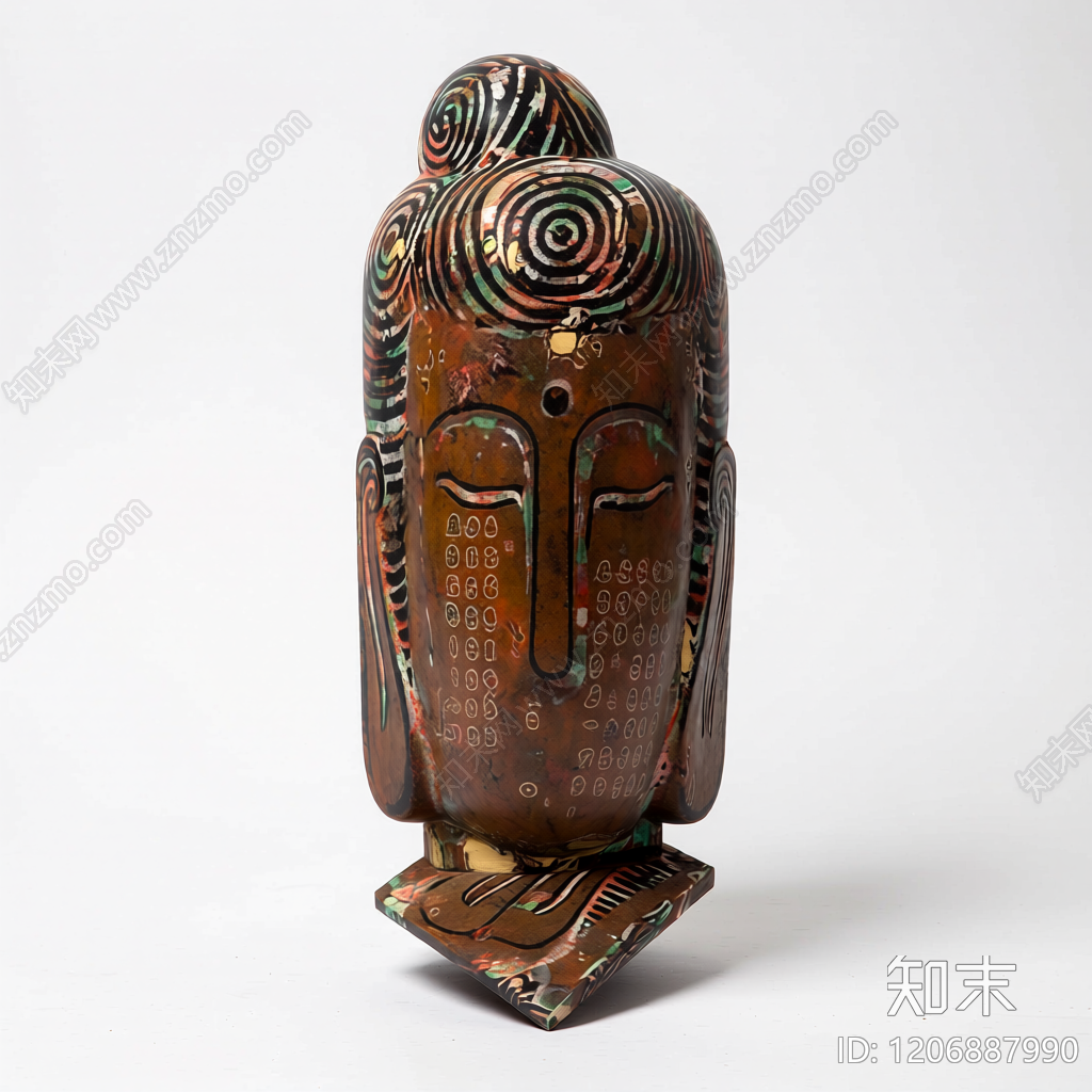 佛头雕塑装饰品3D模型下载【ID:1206887990】