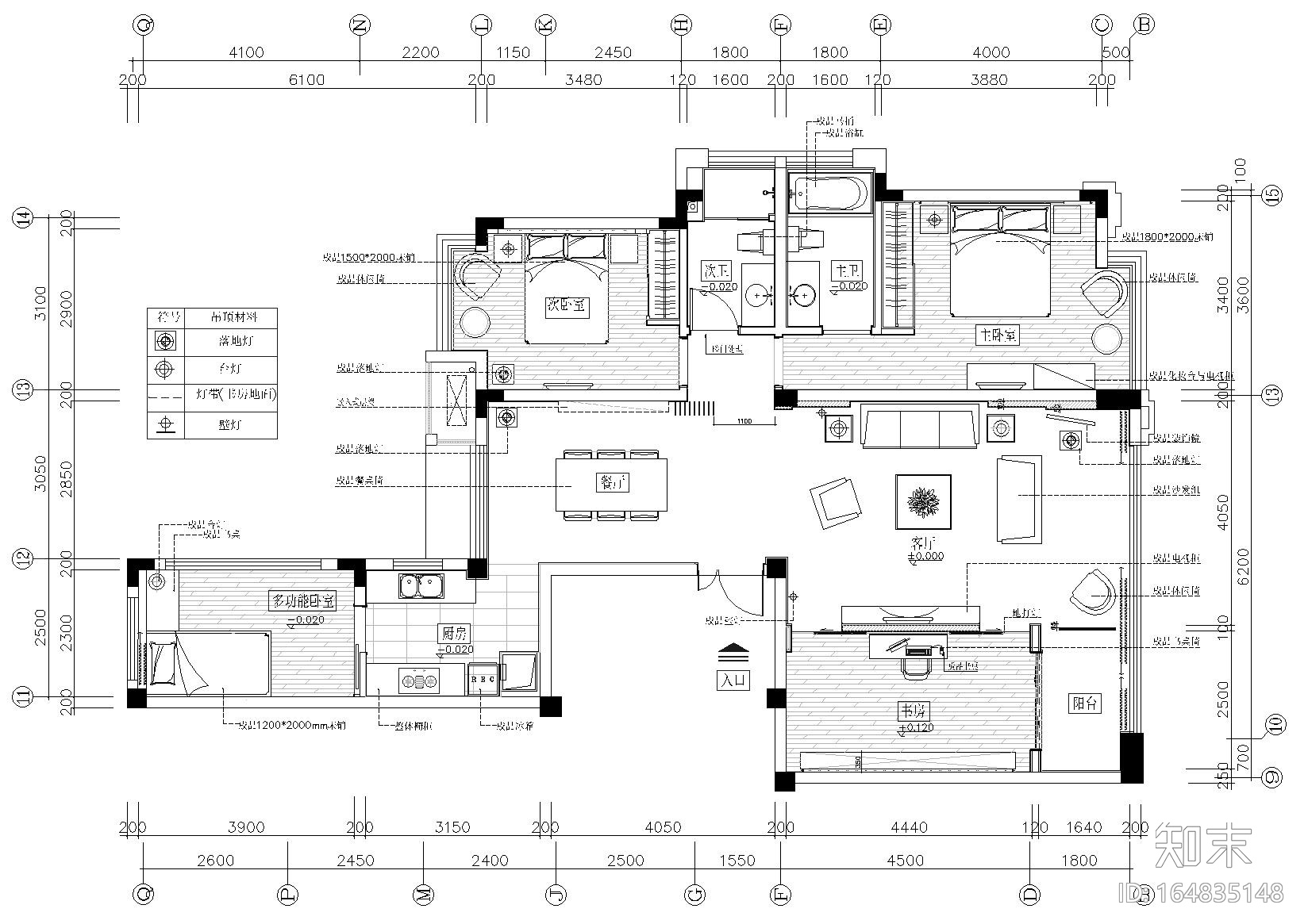 [福州]120㎡现代三居室样板房​施工图+实景施工图下载【ID:164835148】