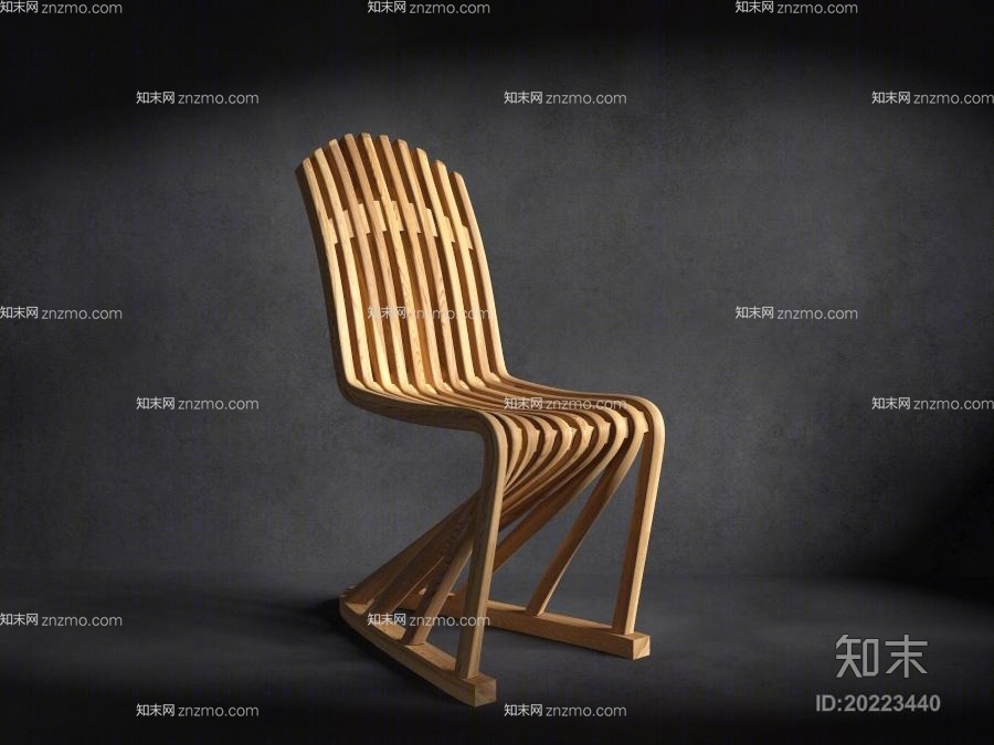 现代木艺休闲椅3D模型下载【ID:20223440】