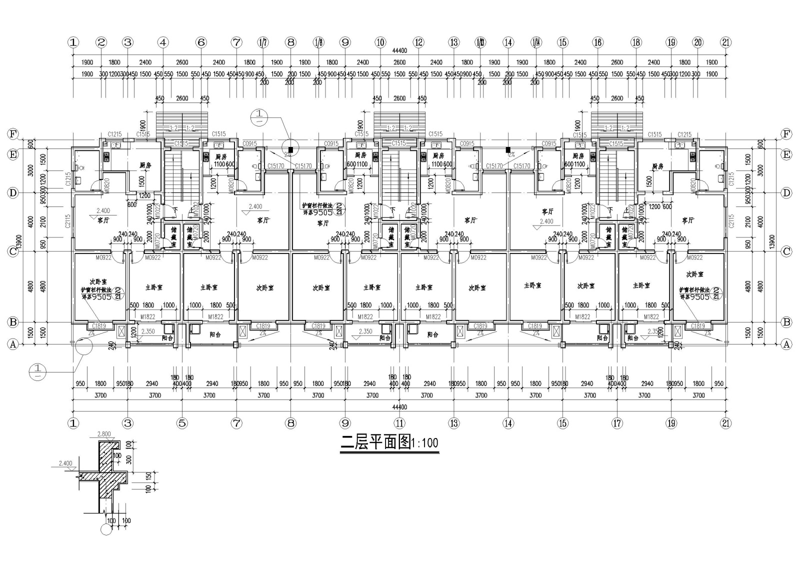 某七层单元式多层住宅建筑施工图纸施工图下载【ID:160730142】