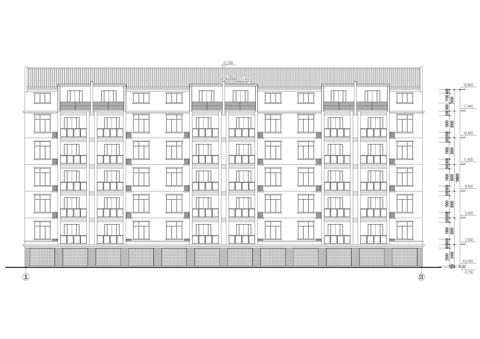 某七层单元式多层住宅建筑施工图纸施工图下载【ID:160730142】