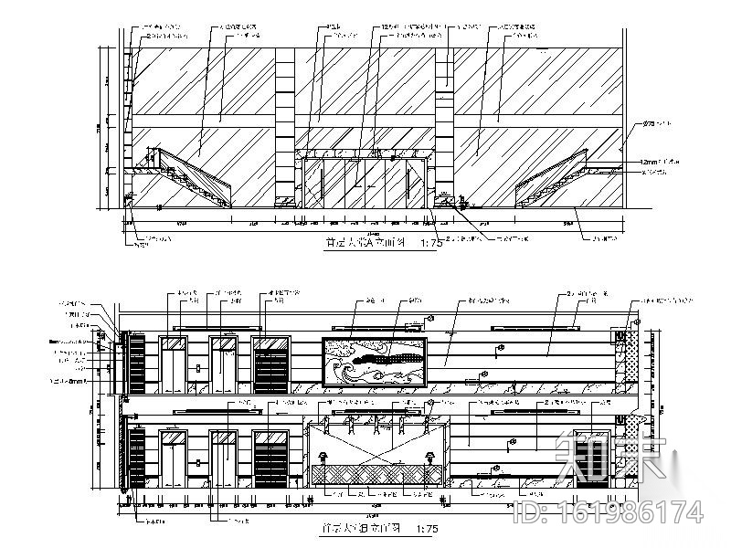 现代风某星级酒店室内装修图（含效果）cad施工图下载【ID:161986174】