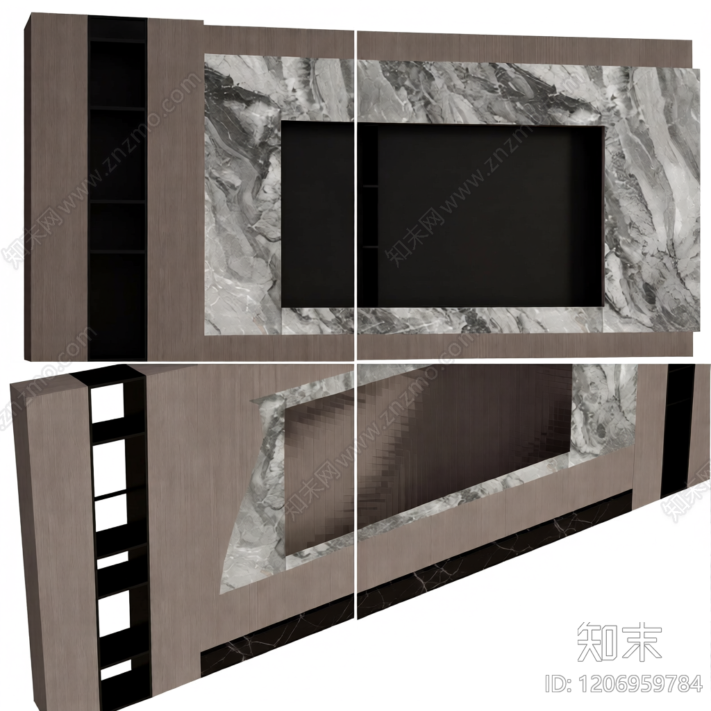 电视墙组合装饰体3D模型下载【ID:1206959784】