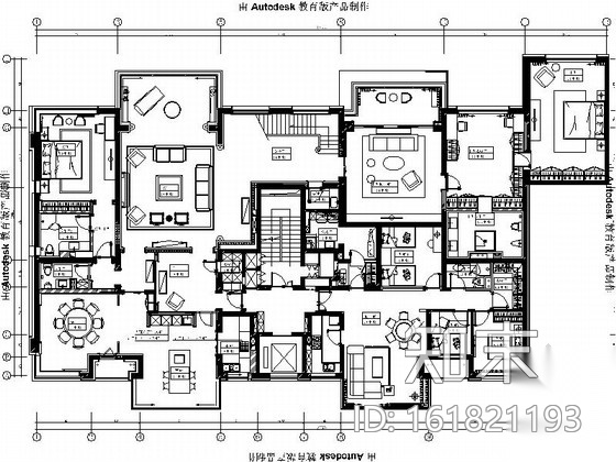 [北京]现代简约舒适三层别墅室内设计CAD施工图cad施工图下载【ID:161821193】