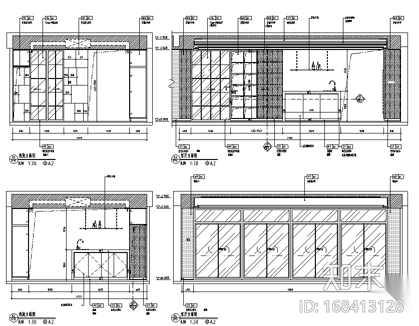 鼎峰源著三期3-A样板房设计施工图（附效果图）cad施工图下载【ID:168413128】