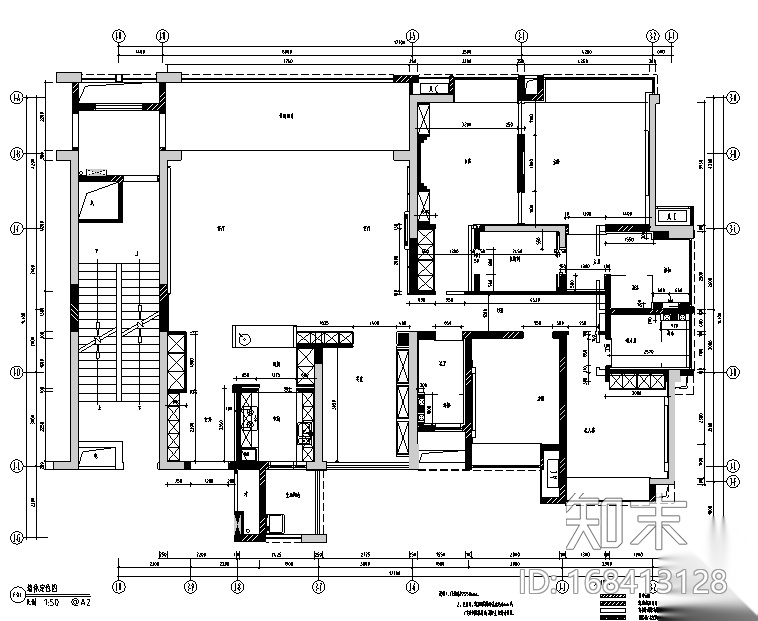 鼎峰源著三期3-A样板房设计施工图（附效果图）cad施工图下载【ID:168413128】