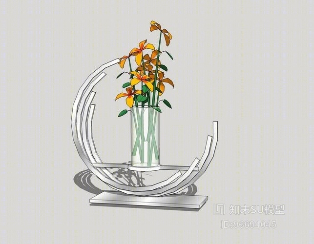 精品免费花瓶插花摆件SU模型下载【ID:96694045】