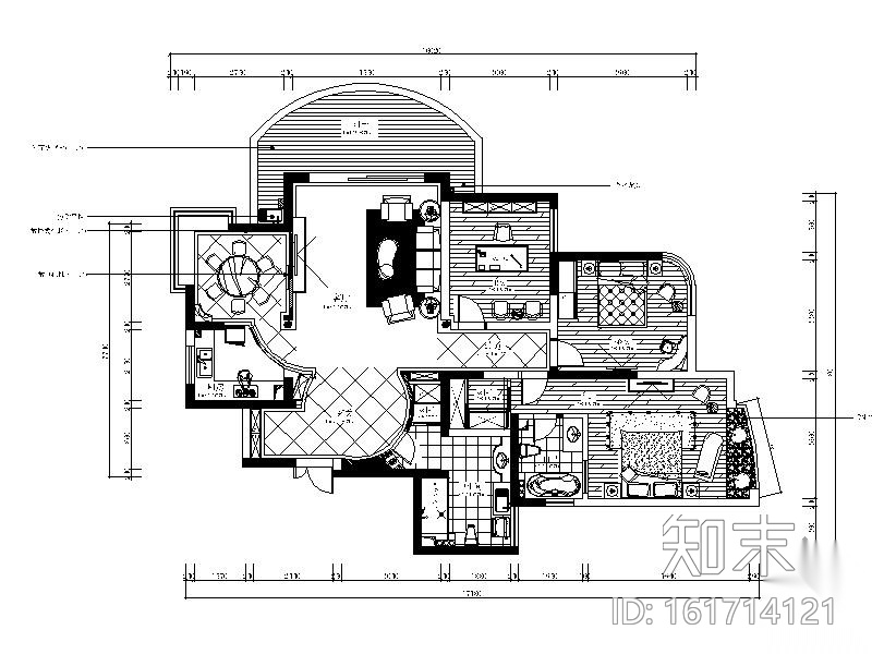 经典三居室公寓室内装修图施工图下载【ID:161714121】