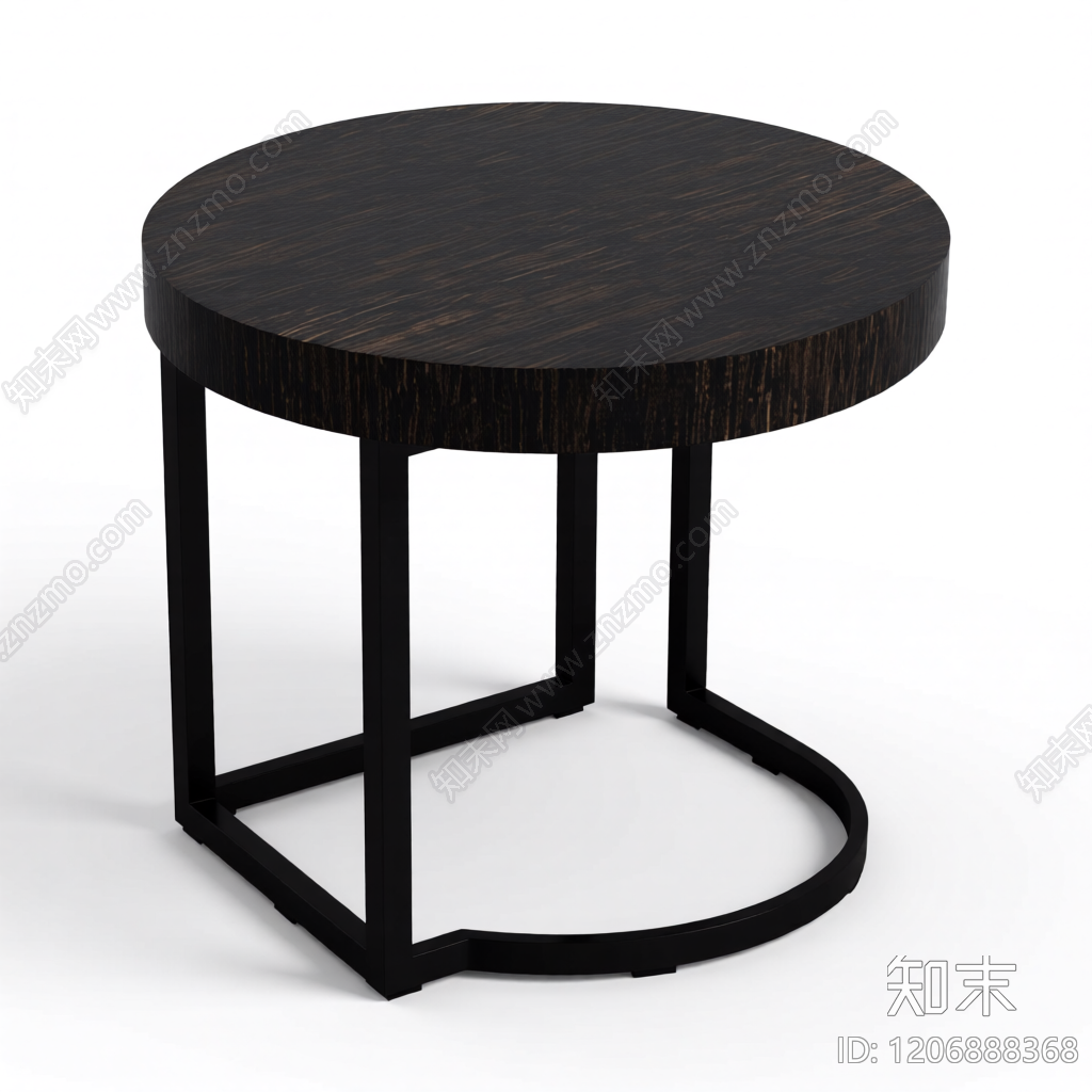 黑色圆桌带金属底座3D模型下载【ID:1206888368】