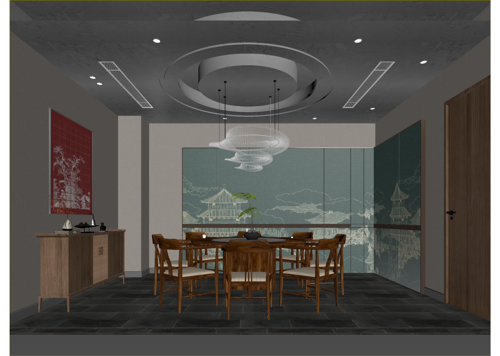 新中式包厢3D模型下载【ID:1214736985】