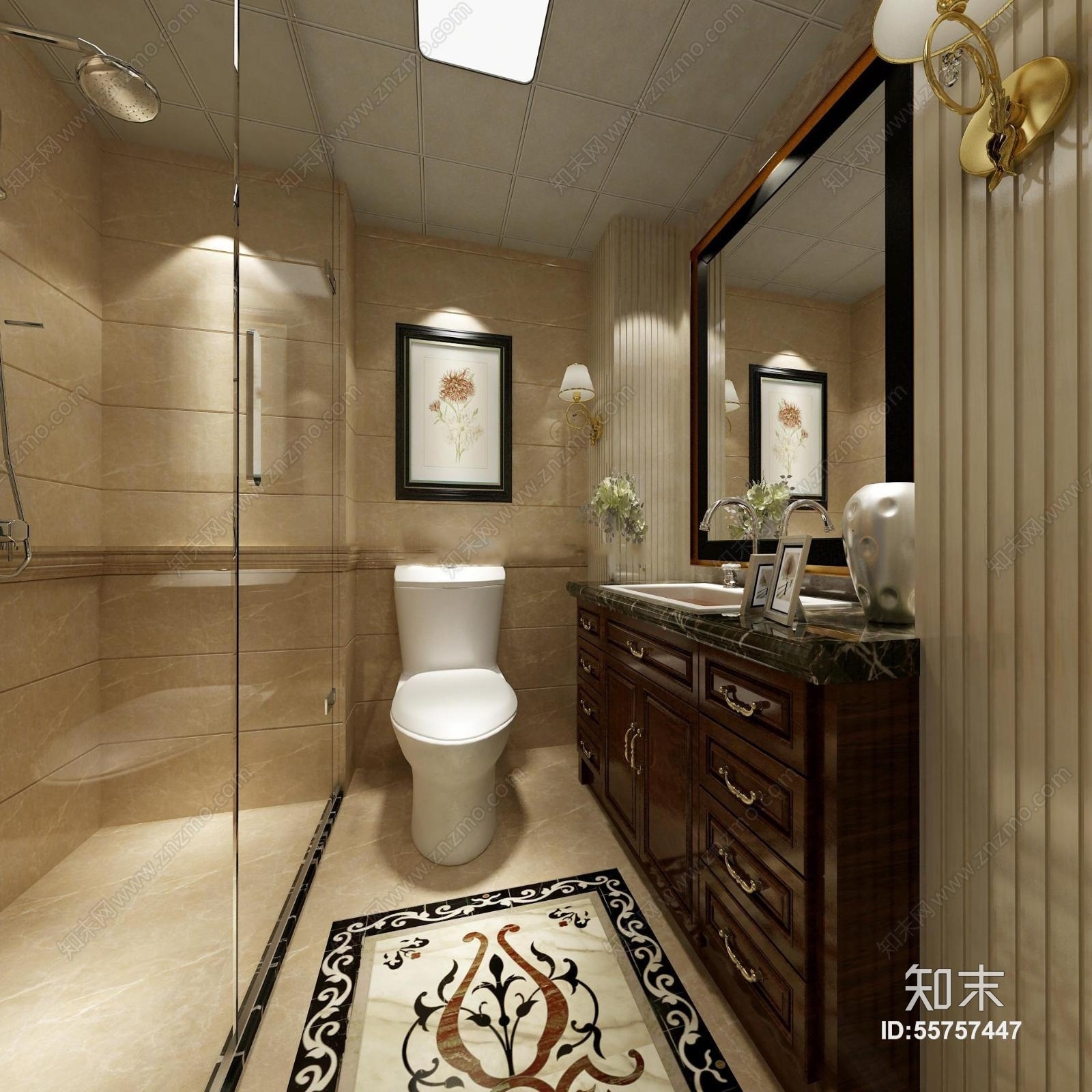 欧式卫生间3D模型下载【ID:55757447】