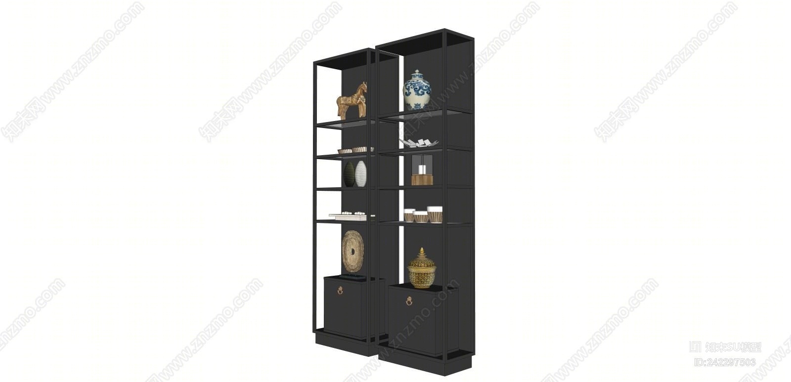 新中式展示架SU模型下载【ID:242297503】