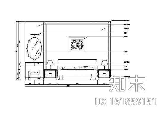 床头墙面立面图块cad施工图下载【ID:161859151】