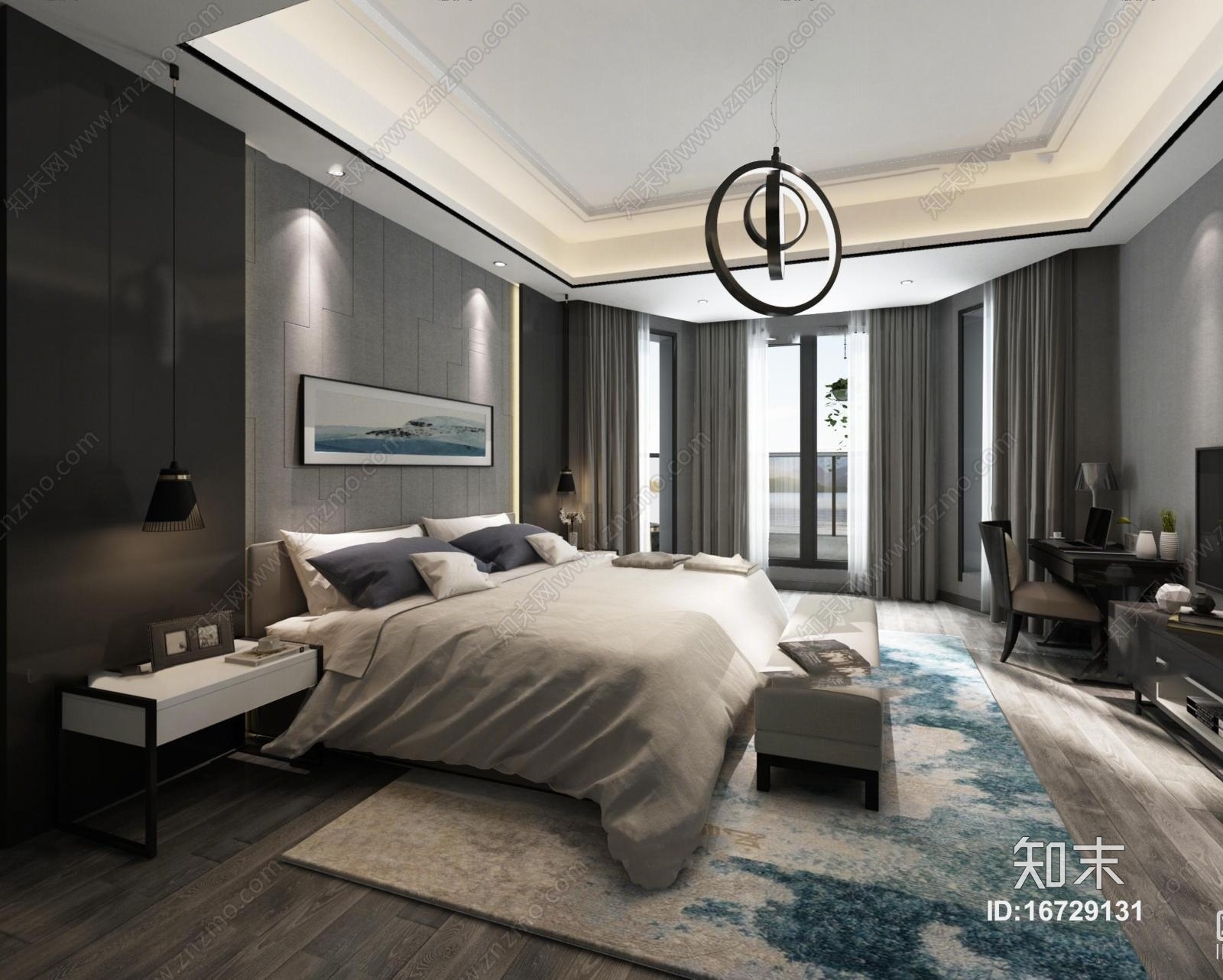 现代卧室3D模型下载【ID:16729131】