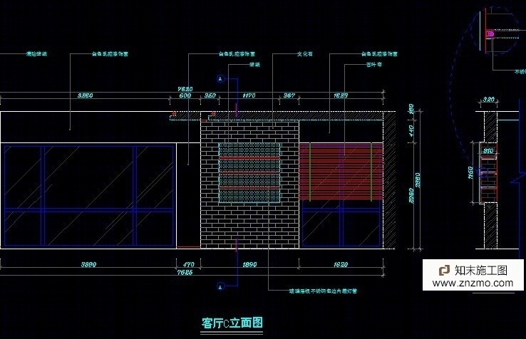 AFSO傅厚民-现代中式红色风格施工图cad施工图下载【ID:36916562】