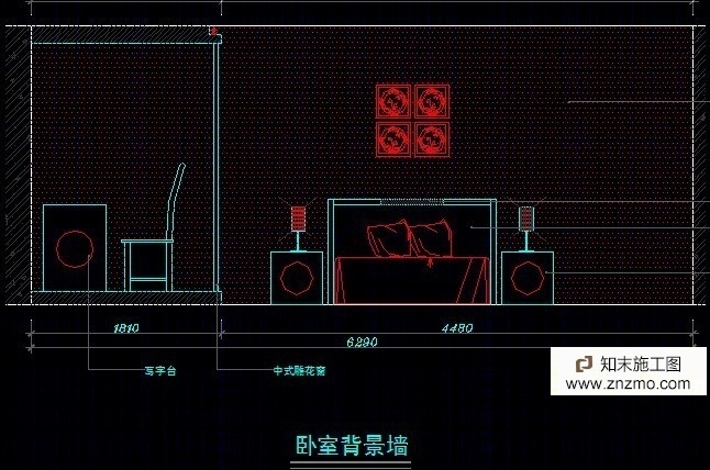 AFSO傅厚民-现代中式红色风格施工图cad施工图下载【ID:36916562】