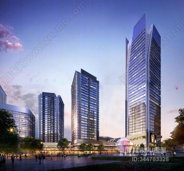 现代高层办公楼SU模型下载【ID:344783328】