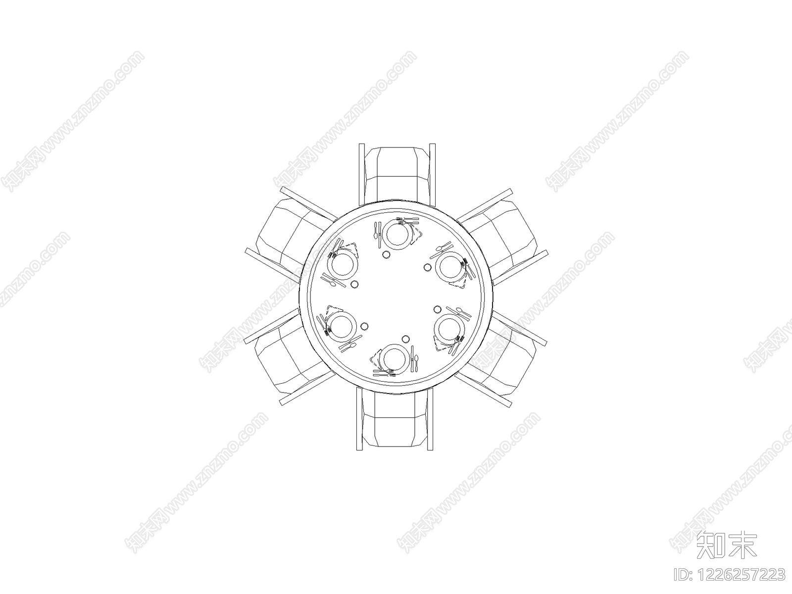 餐桌几类平立面餐桌cad施工图下载【ID:1226257223】
