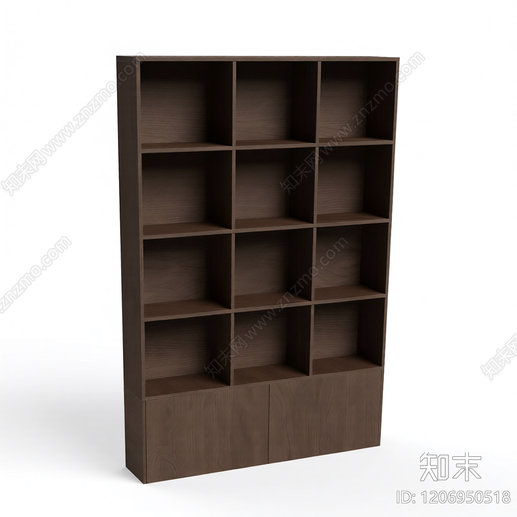 木质格子书柜3D模型下载【ID:1206950518】