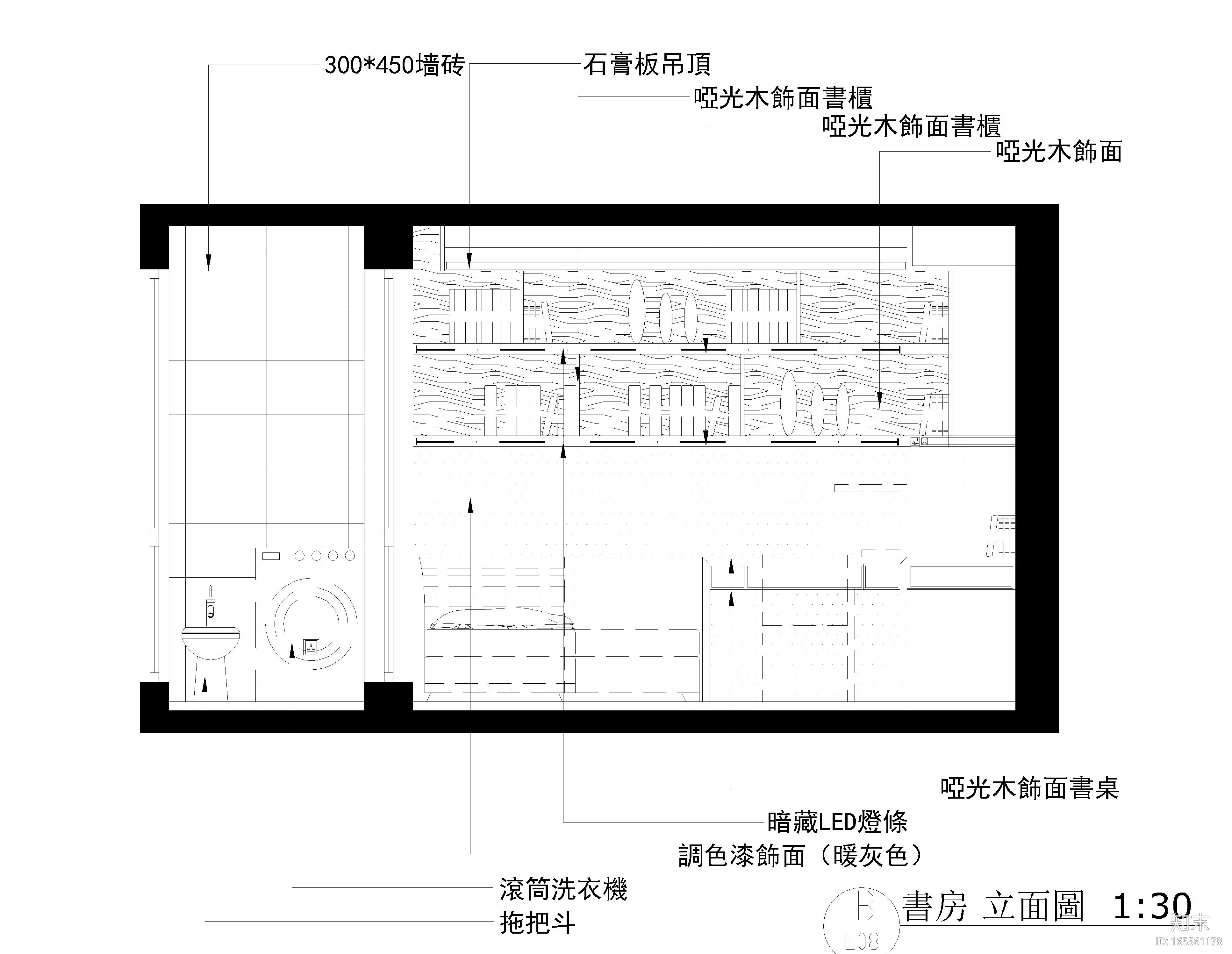 简约风格三居室住宅室内装修施工图+效果图cad施工图下载【ID:165561178】
