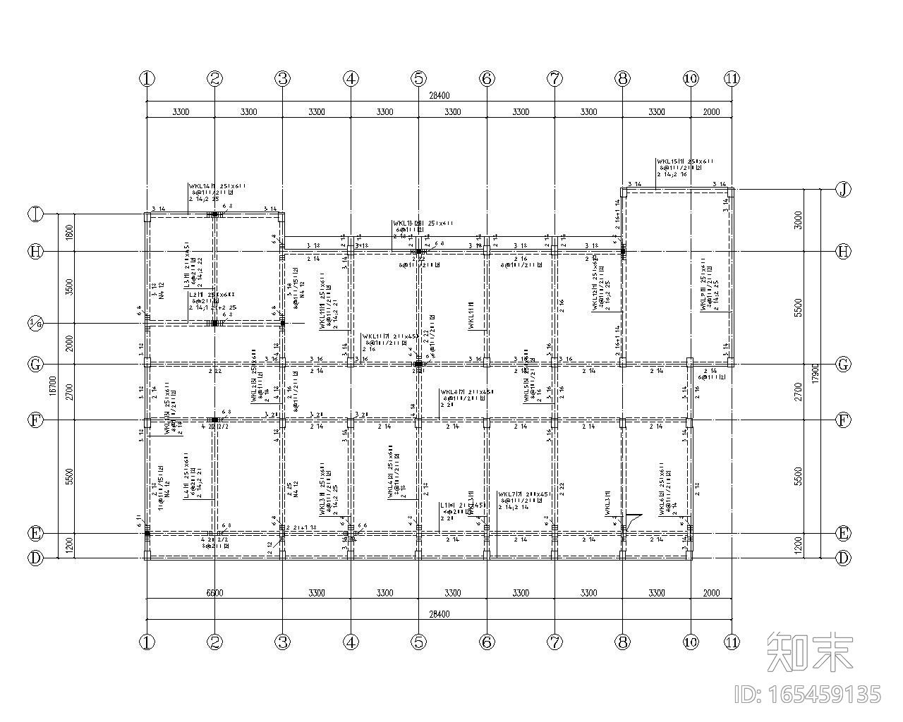 社区服务办公楼cad施工图下载【ID:165459135】