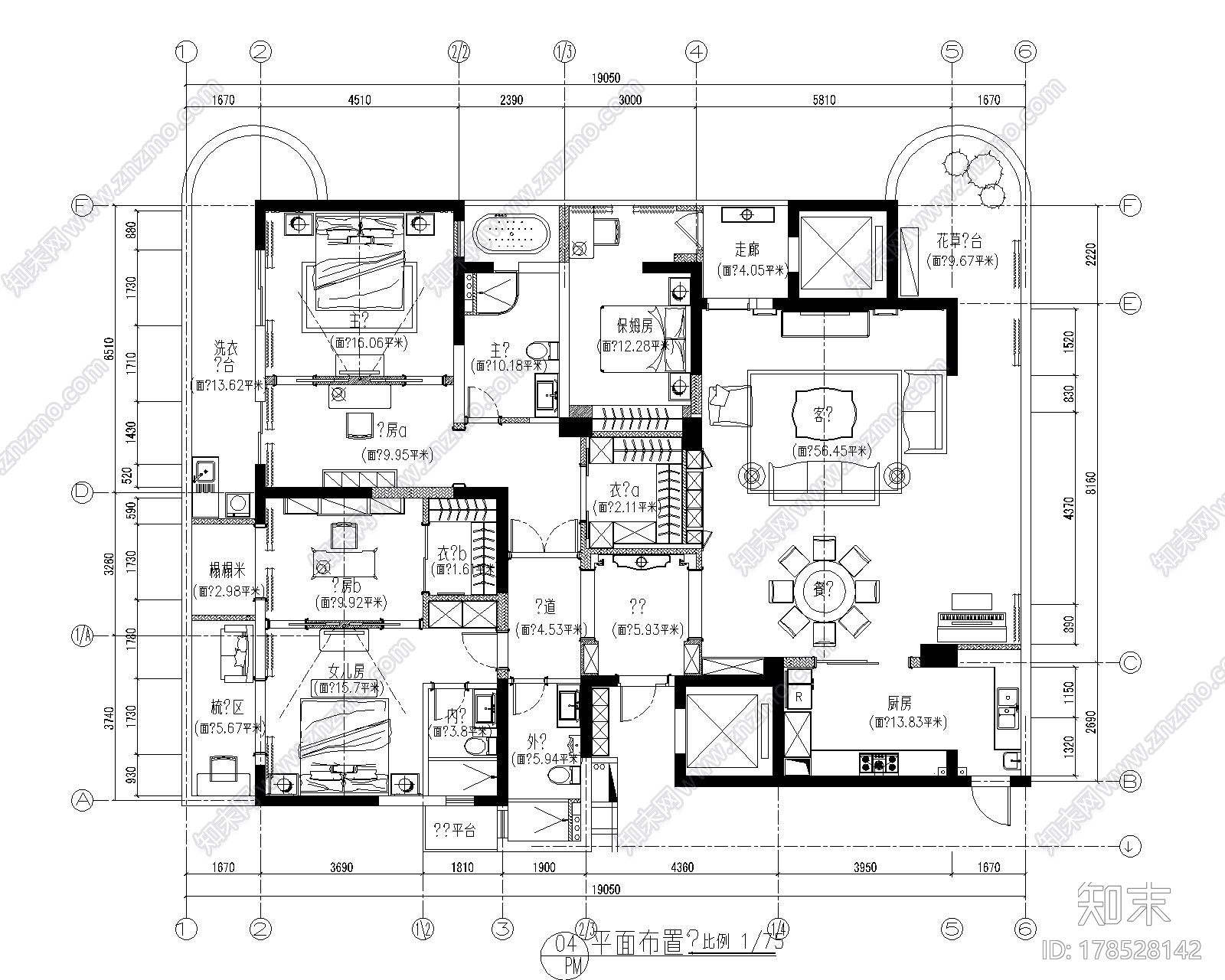 [南京]欧式小两居样板房室内设计CAD施工图施工图下载【ID:178528142】