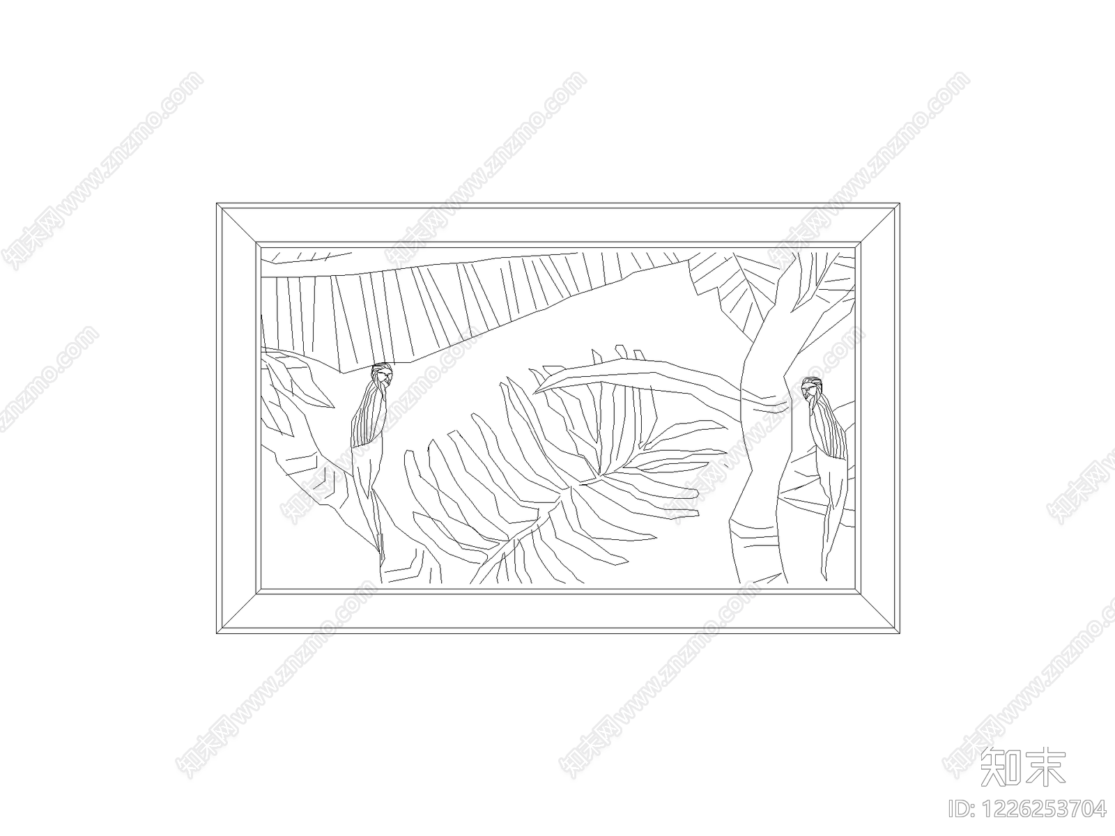 陈设类立面挂画cad施工图下载【ID:1226253704】