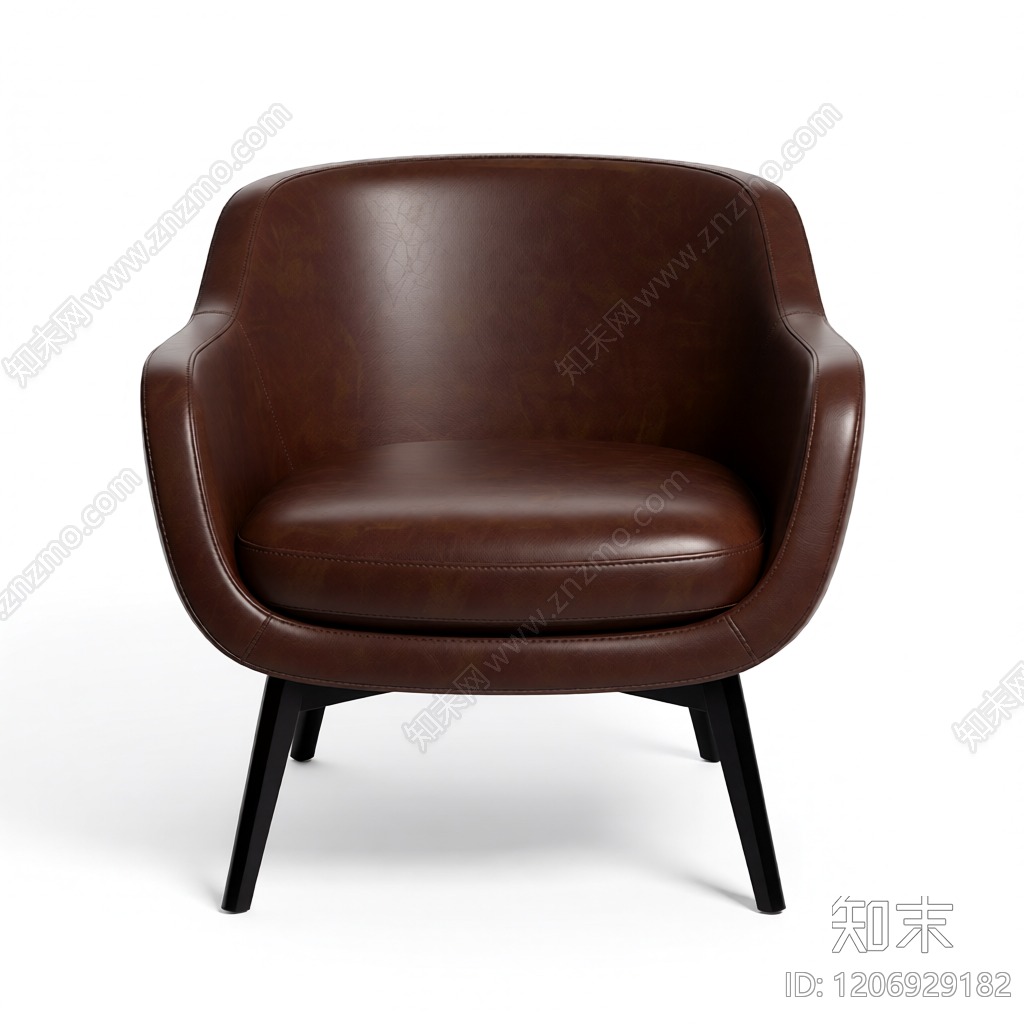 棕色皮质扶手椅3D模型下载【ID:1206929182】