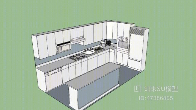 家居开放厨房SU模型下载【ID:317911064】