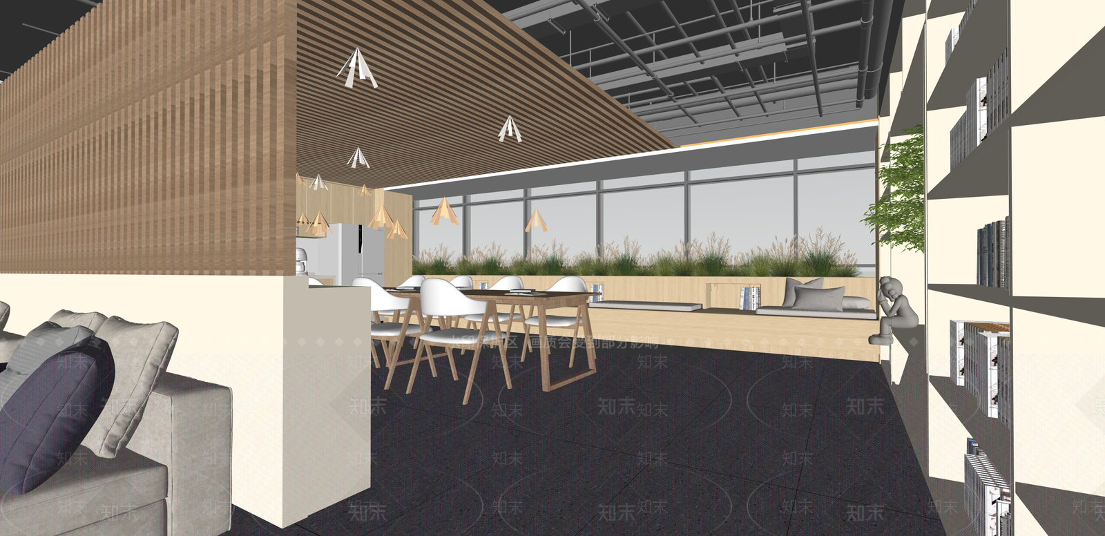 现代办公大堂SU模型下载【ID:1215200263】