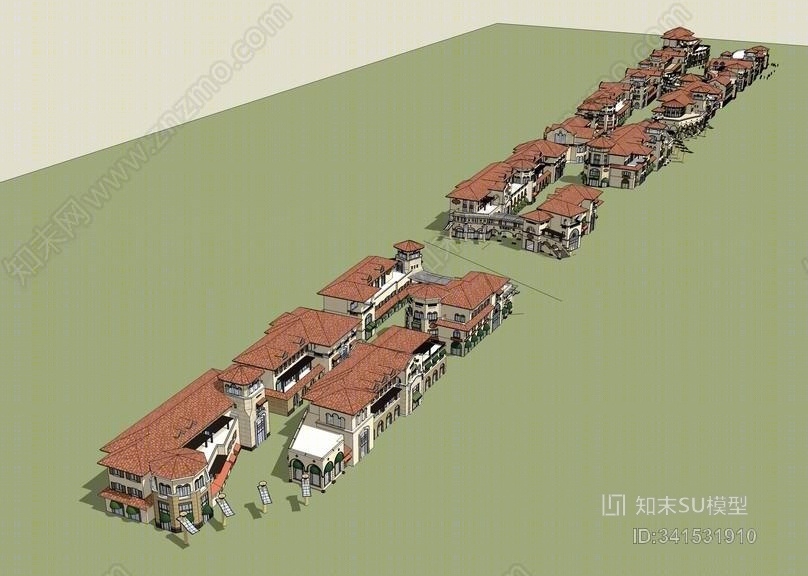 西班牙商业街SU模型下载【ID:341531910】