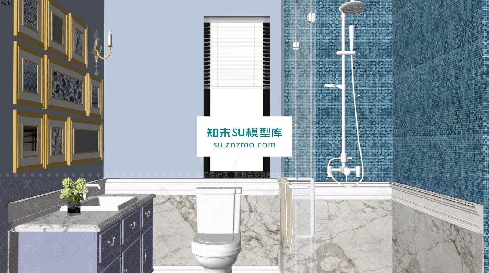 欧式厕所SU模型下载【ID:166386115】