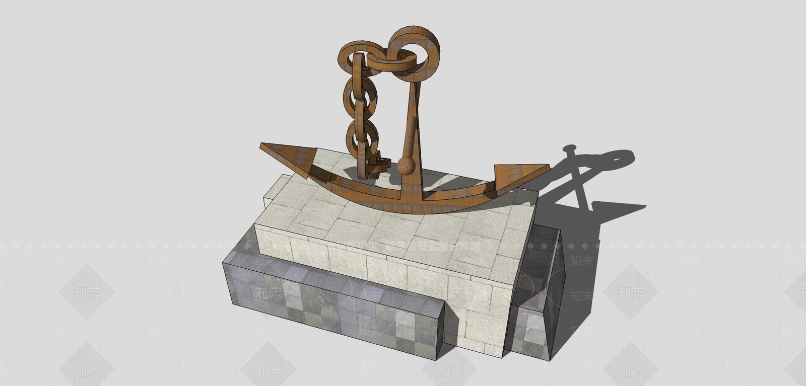 船锚雕塑SU模型下载【ID:174072280】