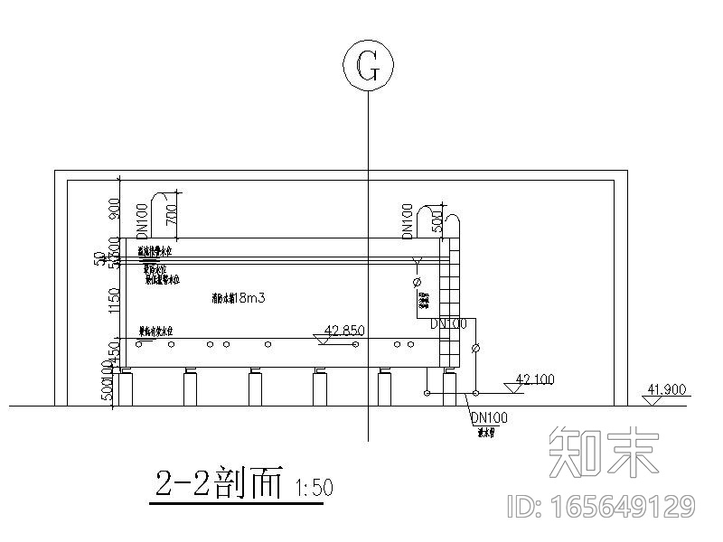 高层办公建筑消防水泵房详图CAD施工图下载【ID:165649129】