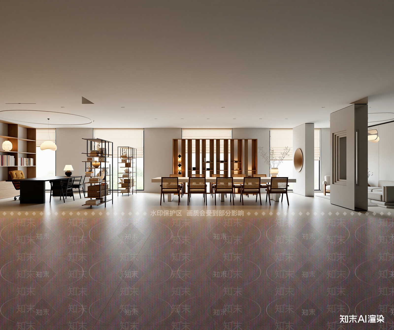 侘寂办公大厅3D模型下载【ID:1214924491】