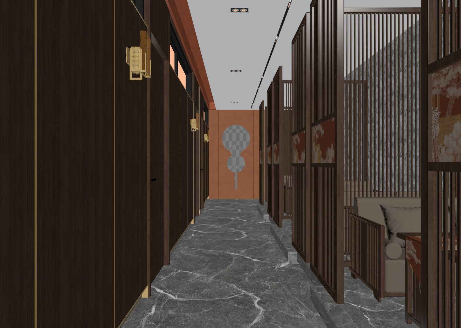 新中式酒店走廊3D模型下载【ID:1214805282】