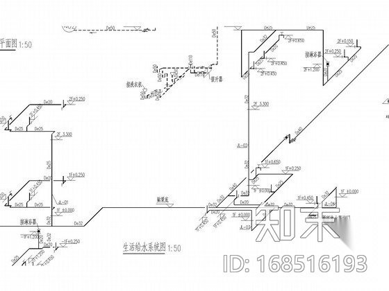 [上海]二层独栋别墅区给排水施工图cad施工图下载【ID:168516193】