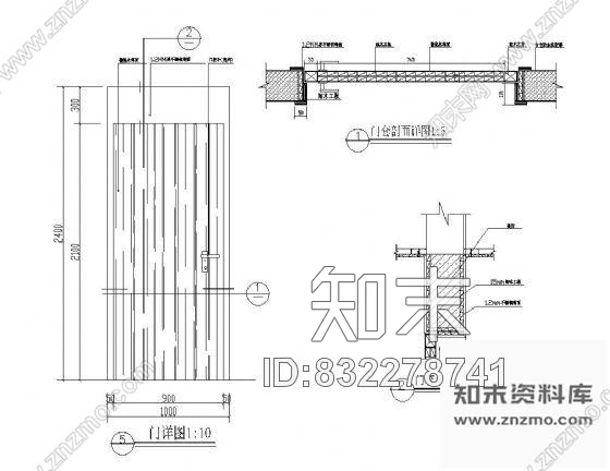 图块/节点木门详图cad施工图下载【ID:832278741】