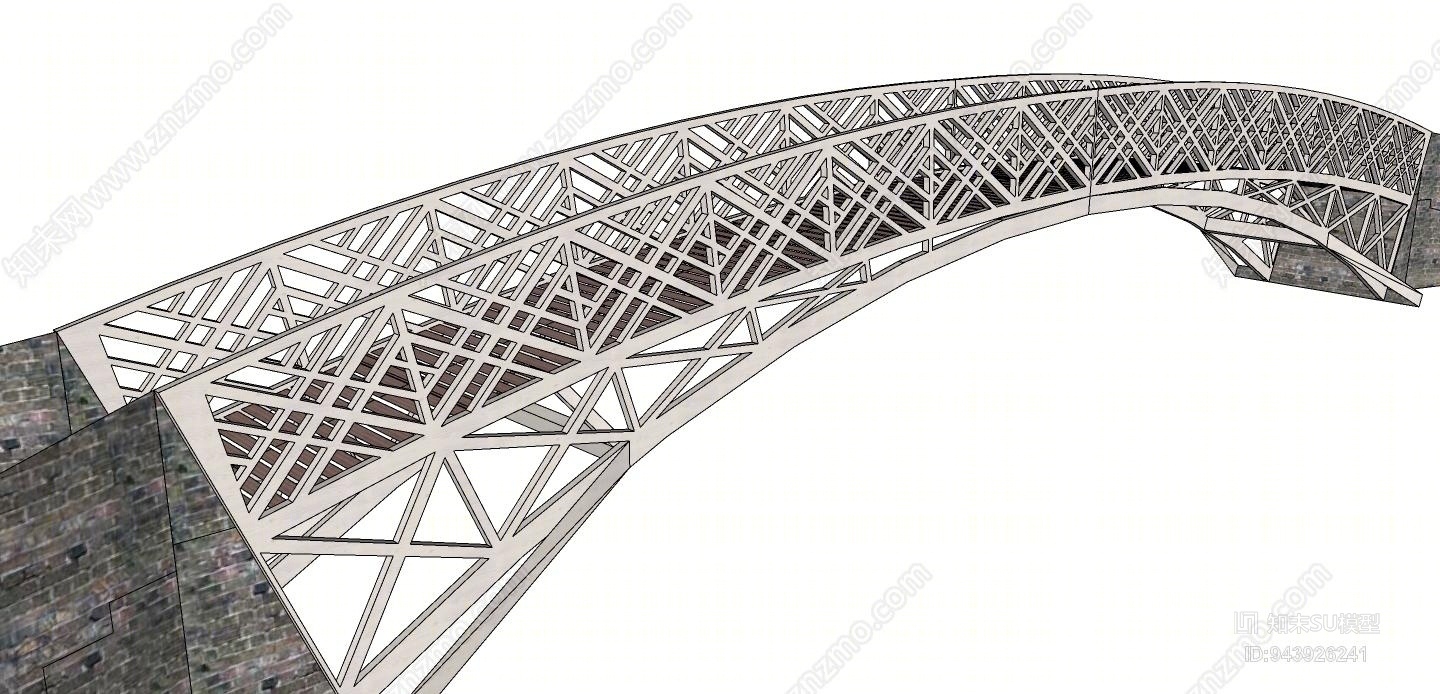 现代钢架桥梁SU模型下载【ID:943926241】