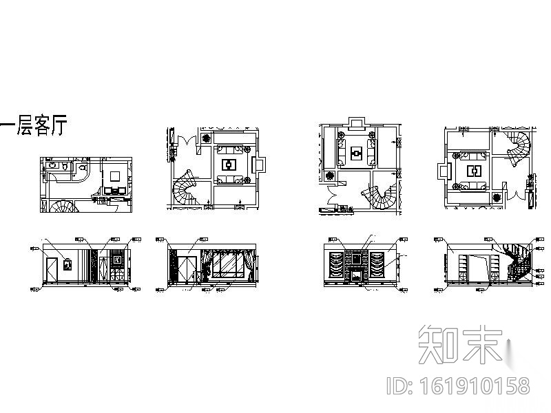 [新加坡]二层别墅室内设计图cad施工图下载【ID:161910158】