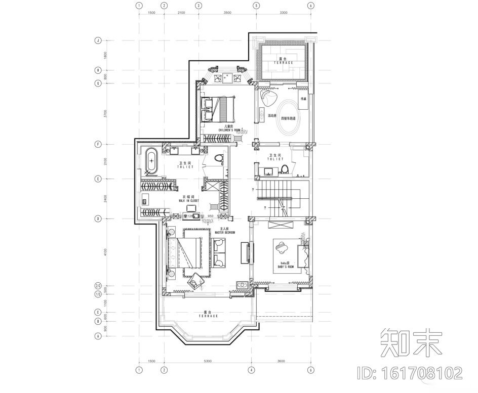 [沈阳]夏日里的Tiffany主题混搭风别墅室内设计施工图...施工图下载【ID:161708102】