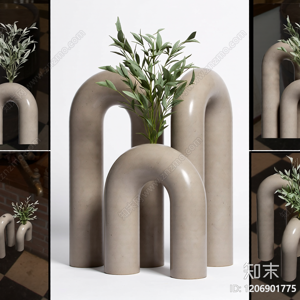 U形花瓶装饰摆件3D模型下载【ID:1206901775】