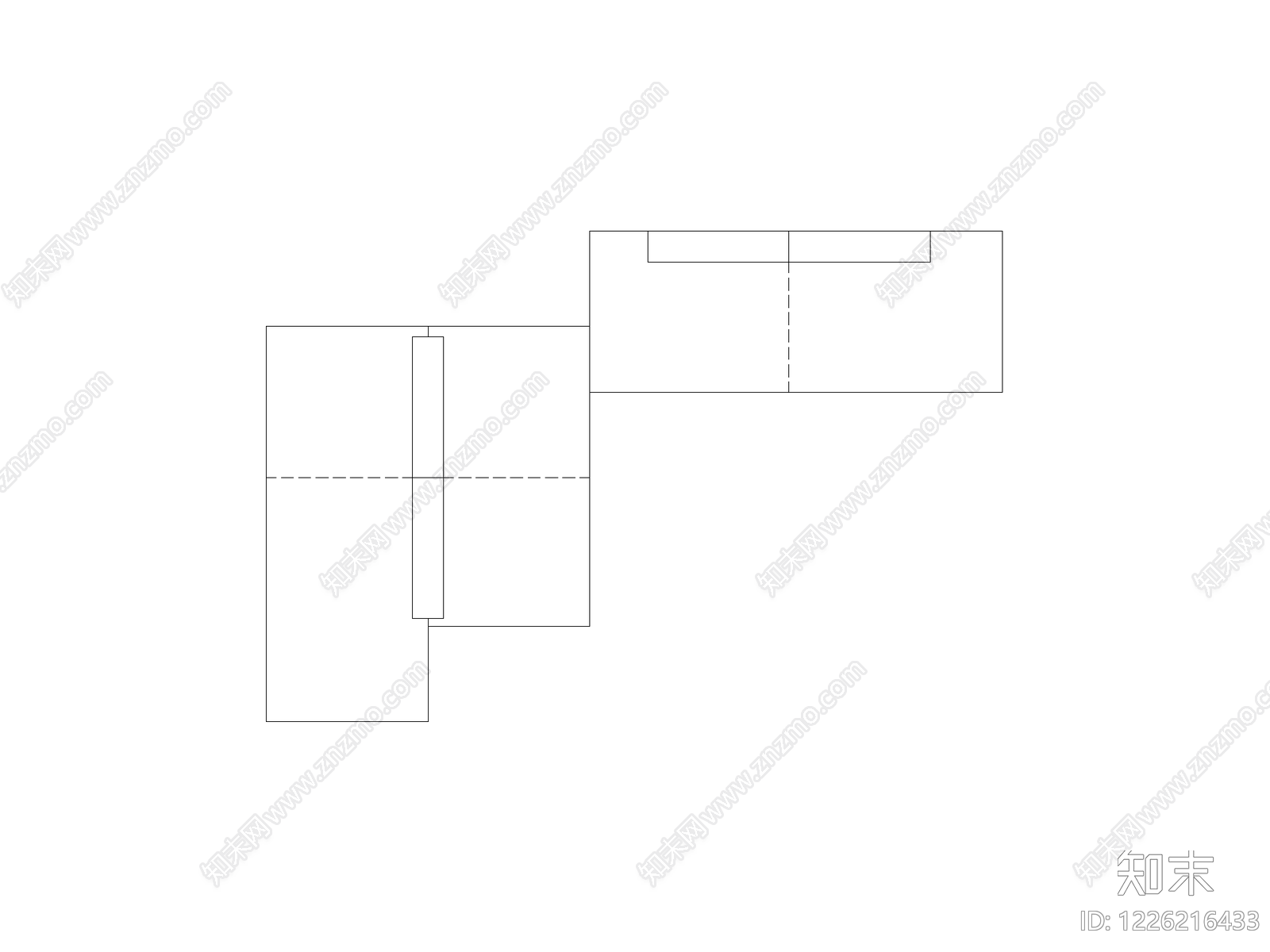 正反沙发组合cad施工图下载【ID:1226216433】