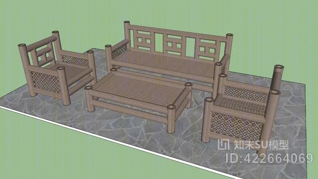 捆绳椅竹雅包SU模型下载【ID:422664069】